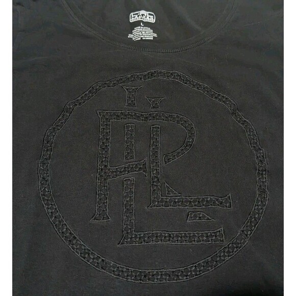 Lauren Ralph Lauren Long Sleeve T Shirt Embroidered Logo Women's Sz Large Black - Picture 2 of 8